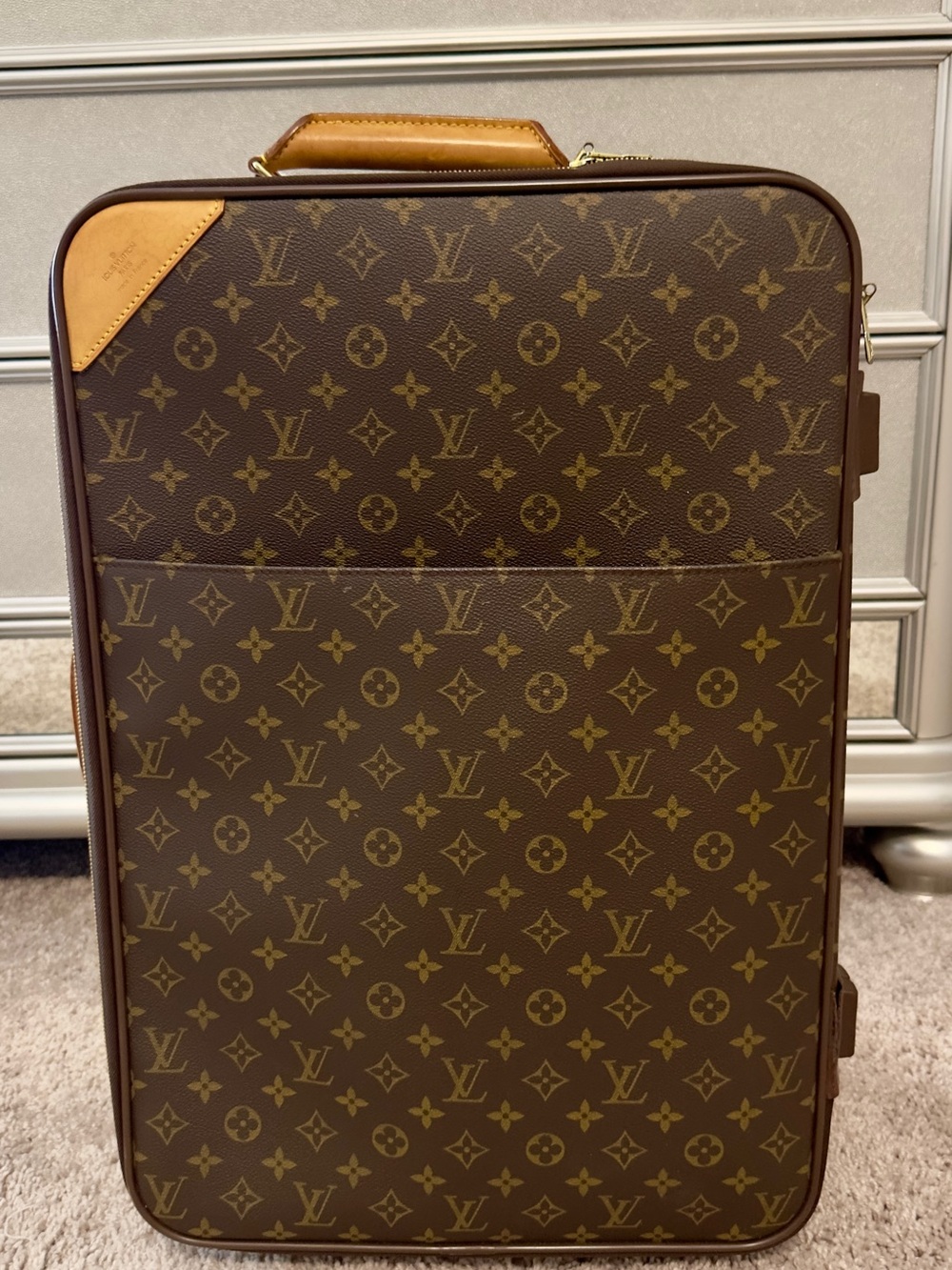 Louis Vuitton Monogram Canvas Carry-On with Tan Leather Trim